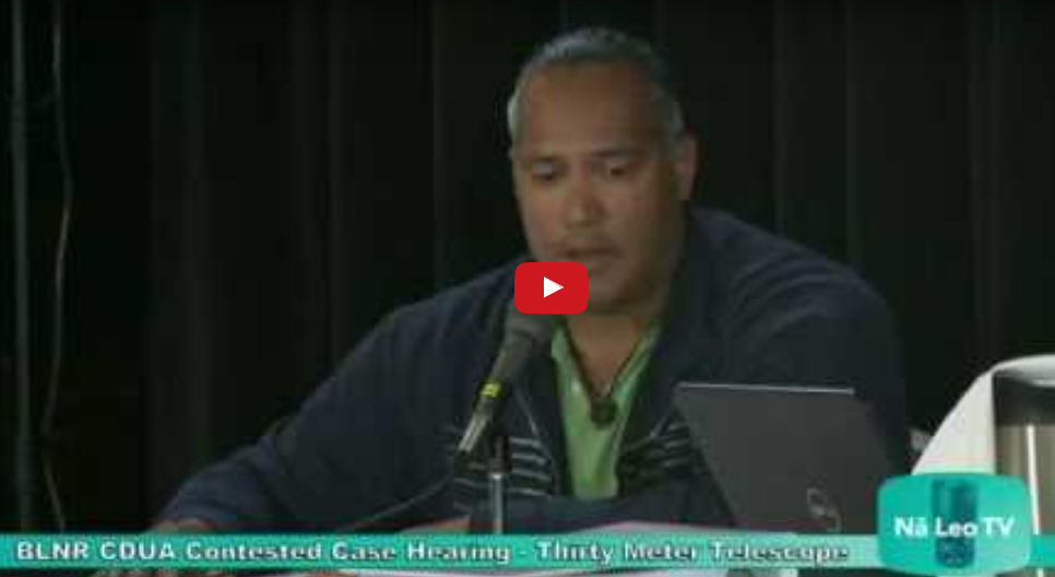 Keahi Warfield’s Testimony in the TMT Contested Case Hearing